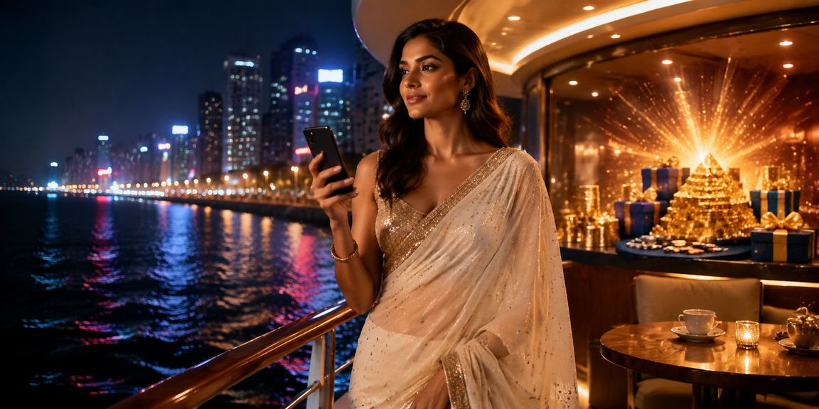 Indian woman playing slot games on a mobile casino app in Mumbai